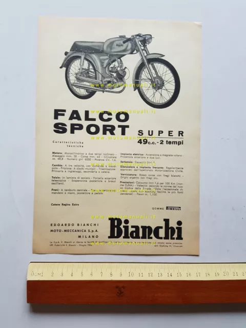 Bianchi 50 Falco Sport Super 1962 depliant ITALIANO originale