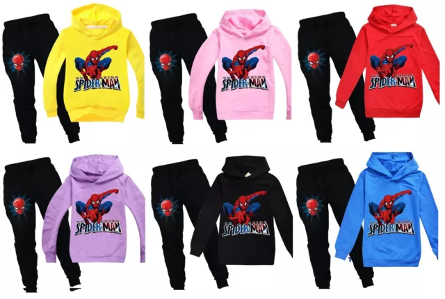 Kids Boys Girls  Spiderman Hoodie Pants 2pcs set Casual Novelty Tracksuit