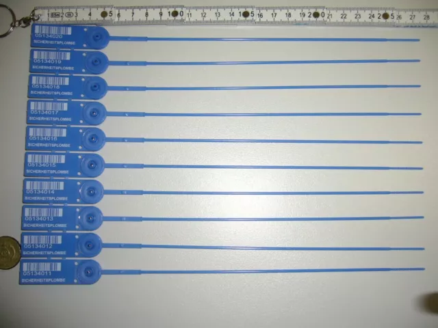 100 x Sicherheitsplomben Plomben security seals Durchziehplomben Plombe PP blau