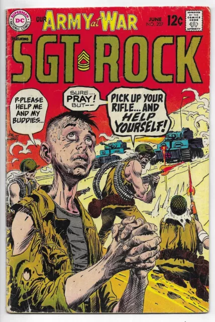 Our Army at War #207 SILVER AGE DC COMIC BOOK Sgt Rock CIRCA 1969 Joe Kubert art