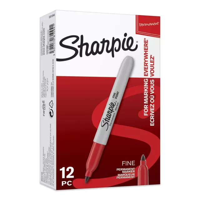 Newell Brands Sharpie Permnt Marker Fine Red Pk12 NUEVO 2