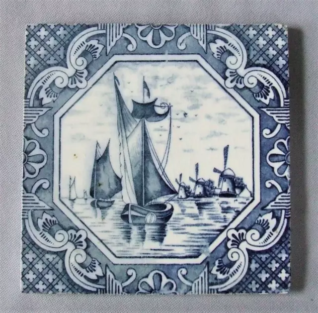 German Art Nouveau Vintage Ceramic Tile Rare Reproduction Majolica European