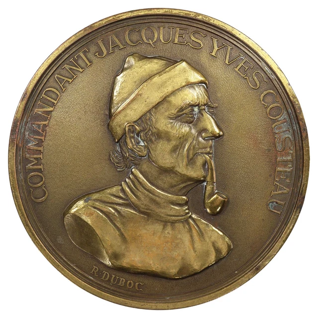 Médaille En Bronze Commandant Cousteau - La Calypso - Sculpture R. Duboc