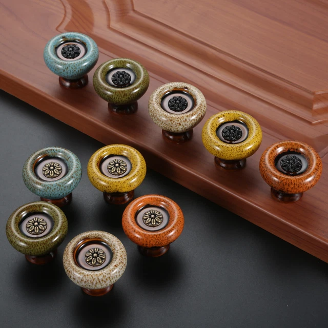 1x Ceramic Vintage Door Knobs Cabinet Drawer Cupboard Kitchen Pull Handle Decor