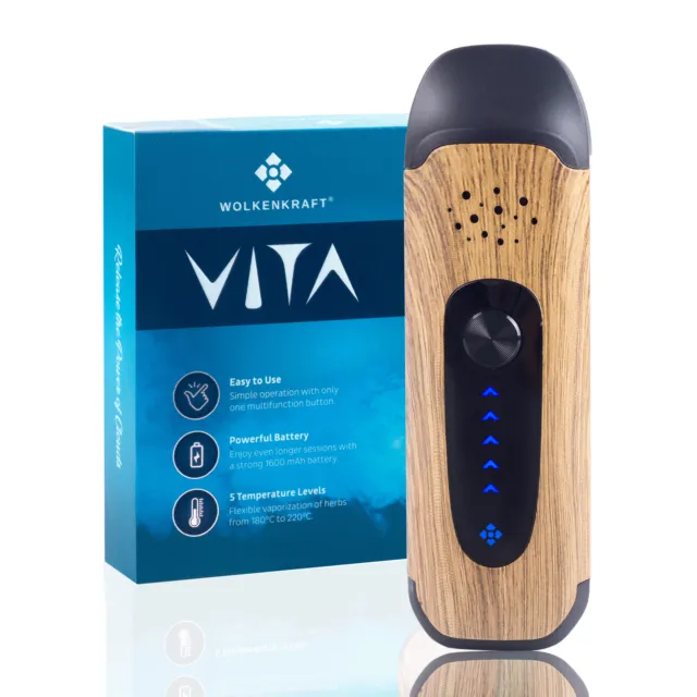 WOLKENKRAFT ViTA Vaporizer *Holzoptik* - Inhalator für Heilkräuter