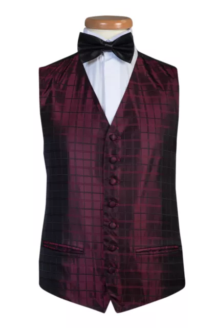 Uomo E Paggetto Ragazzi Viola Plum Tartan Quadri Festa Matrimonio Abito Gilet