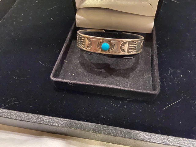Navajo Sterling Silver Bracelet Native Symbols Overlay Mens Womens Cuff s6-6.25