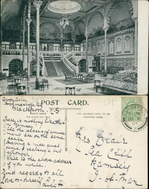 Indian Lounge Winter Gardens Blackpool GB 1907 3 Cancel Advance Series AP Co