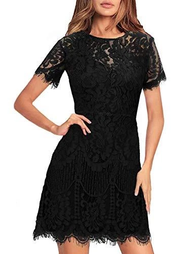 MSLG Little Black Dress Lace Floral for Women Vintage Special Occasions Juniors