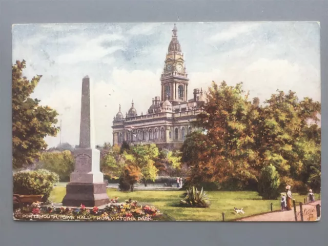 Victoria Park & Portsmouth Town Hall 1906 (Tuck series 7389) postcard