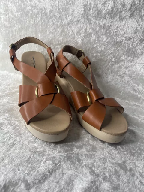 🆕  LOFT  Women’s  Brown  Criss Cross   Wedge Sandals  Shoes  Size 8