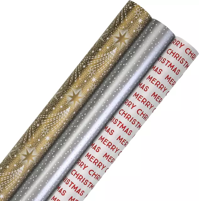 3 Rolls Hallmark NO PEEKING Gift Wrap Christmas Wrapping Paper 45sq ft each