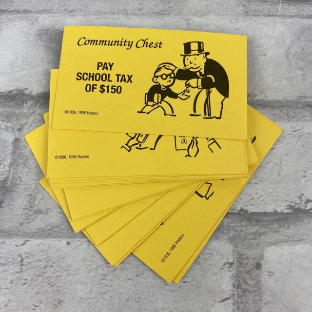 HASBRO PARKER BROTHERS Monopoly Community Chest Cards Complete Set of