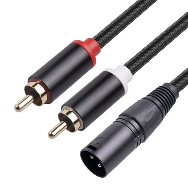 Male Audio Cable Gold Plated Microphone XLR Male To 2-RCA Male 1M Aluminum Alloy