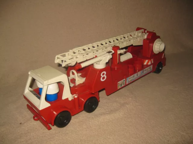jouet ancien camion de pompier grande échelle vintage 1980 JEAN Made in Germany