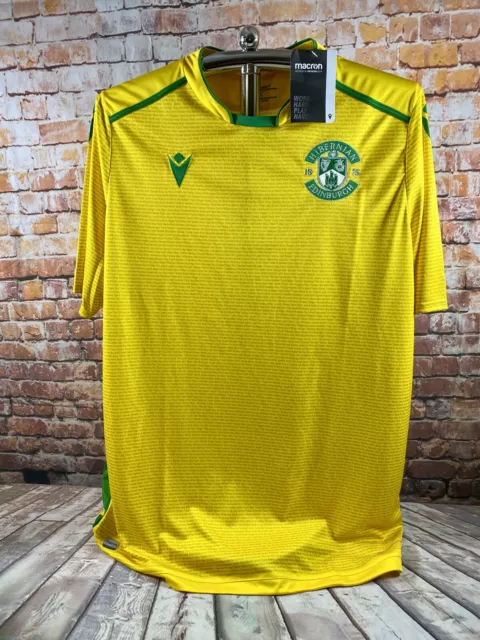 Camiseta de fútbol americano Hibernian Macron amarilla 3rd 20-21 xl nombres nueva con etiquetas (A2)