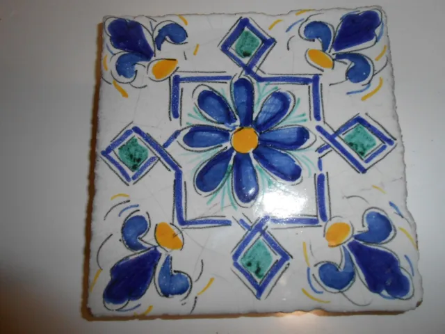 Decoro in argilla,cotto fatto a mano,piastrella tipo ceramica vietri cm. 10x10