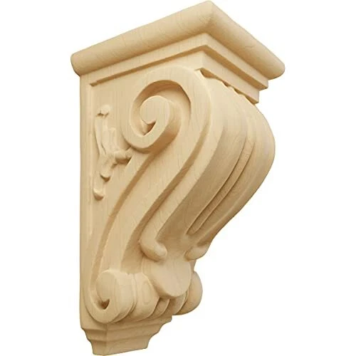 CORW03X04X07CLAL-CASE-2 Small Classical Wood Corbels, 3 1/2"W x 4"D x 7"H, Alder