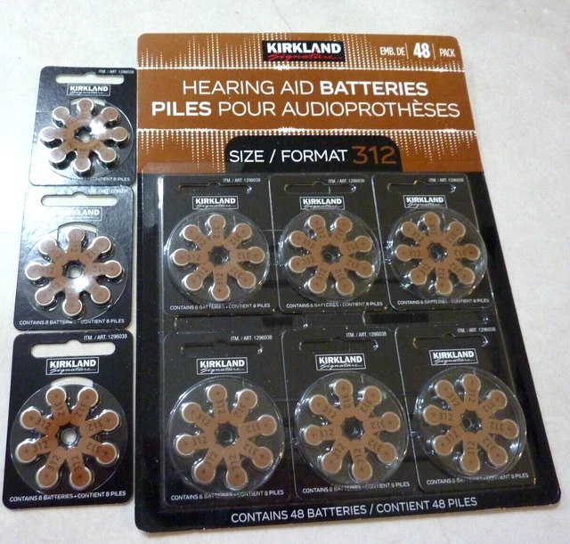KIRKLAND SIGNATURE HEARING Aid Batteries 312 Zinc Air Long Lasting 72ct