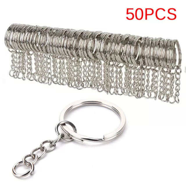 50PCS DIY Polished Silver Key Rings Key Chain Split Ring 30MM Jewelry Finding-wf