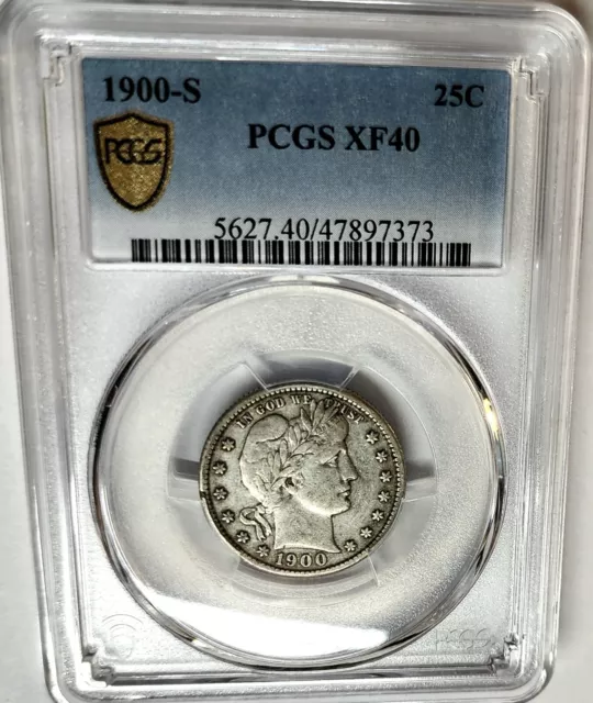 CHOICE 1900-S Barber Silver Quarter 50c PCGS Certified XF-40 GS Better Date Coin