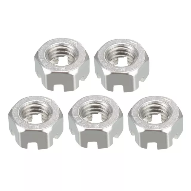 M8 x 1.25mm Pitch 304 Stainless Steel Slotted Hex Nuts, 5PCS