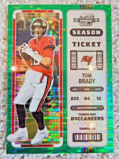2022 Tom Brady Panini Contenders Optic Season Ticket Green Pulsar Prizm SP /30
