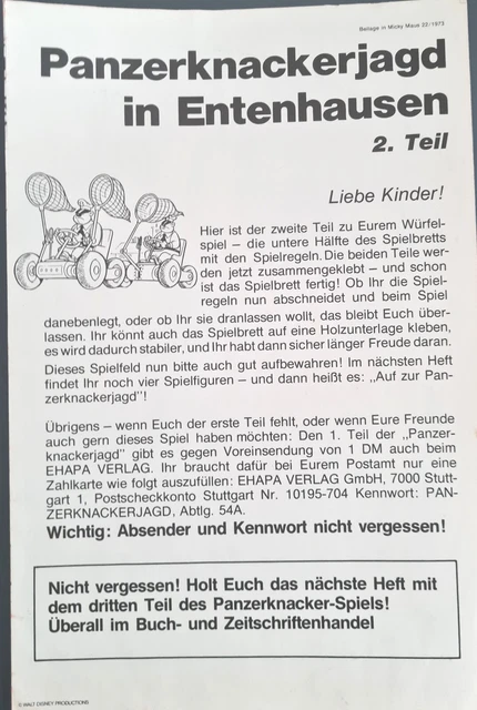 Micky Maus Comic Heft Beilage Panzerknackerjad Teil2   Nr.22 1973 TOP Z 1 (148
