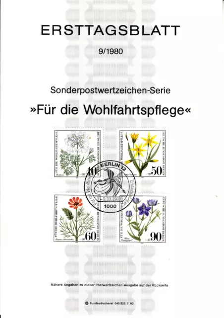 Deutschland Berlin Wohlfahrt Ackerwildkreuter ETB Mi 629-32, Berlin 09.10.80