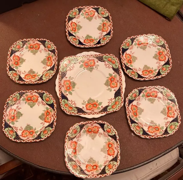 Wellington China JHC & Co Longton Sandwich Cake Plate with 6 Small Plates