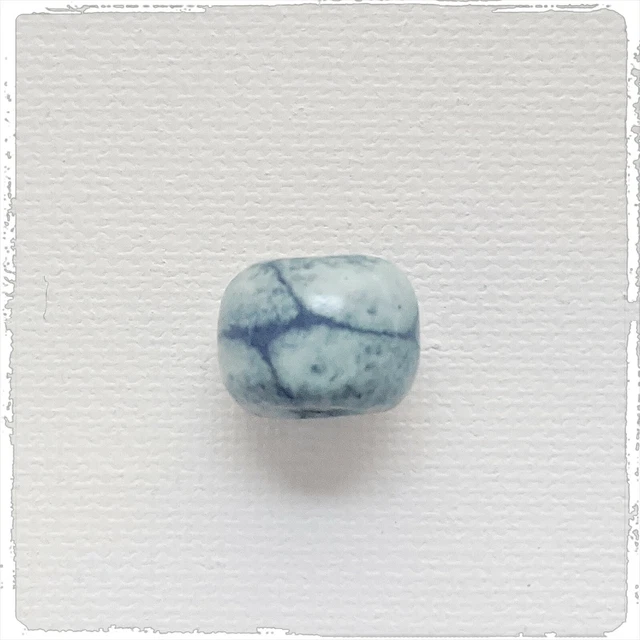KAZURI  MACRAME BEADS -  round -blue & cream with the giraffe pattern
