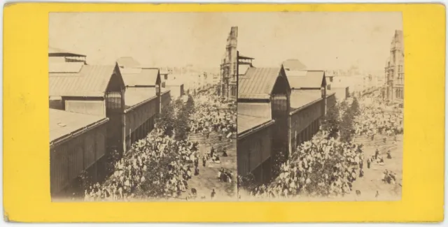 Stéréo circa 1870. Paris. Les Halles.