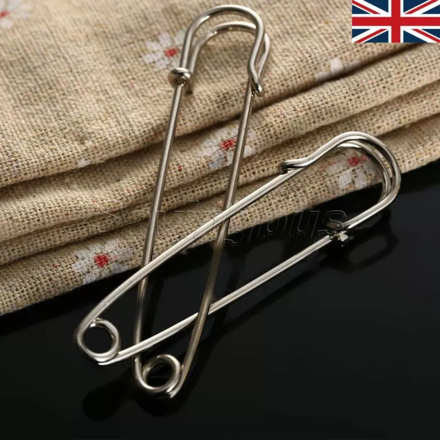 10x Steel Large Safety Pins Brooch for Sewing Blankets Skirts 65/75mm