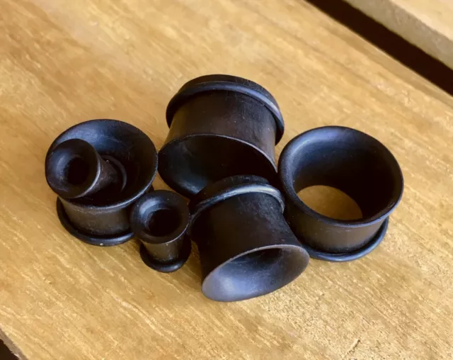 PAIR Black Areng Wood Tunnels Single Flare Plugs Organic Earlets Gauges