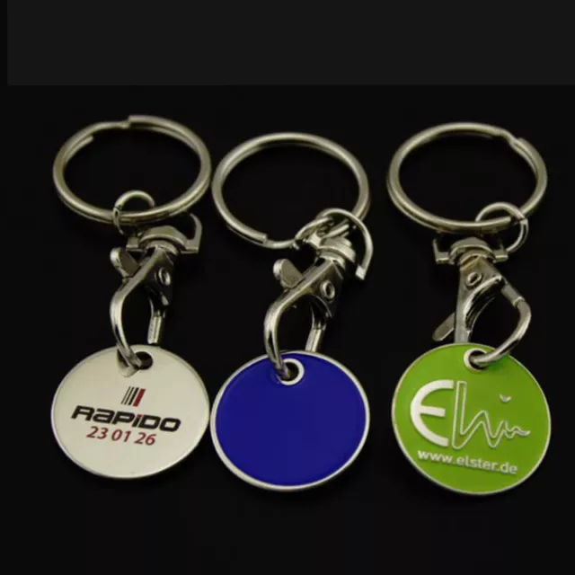 1Pcs Random Style Metal Creative Shopping Trolley Token Keyrings Coin Hol .zy