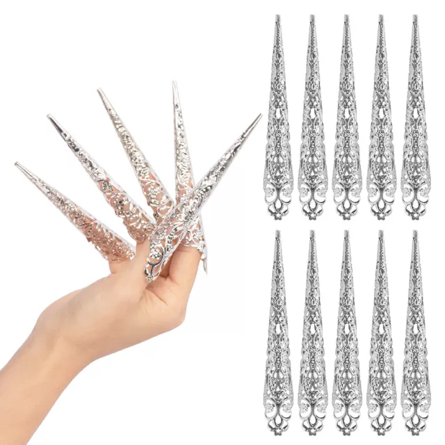 20 Pack Finger Nail Claw Rings Ancient Queen Costume Fingertip Claw Nail  Rings Metal Finger Knuckle