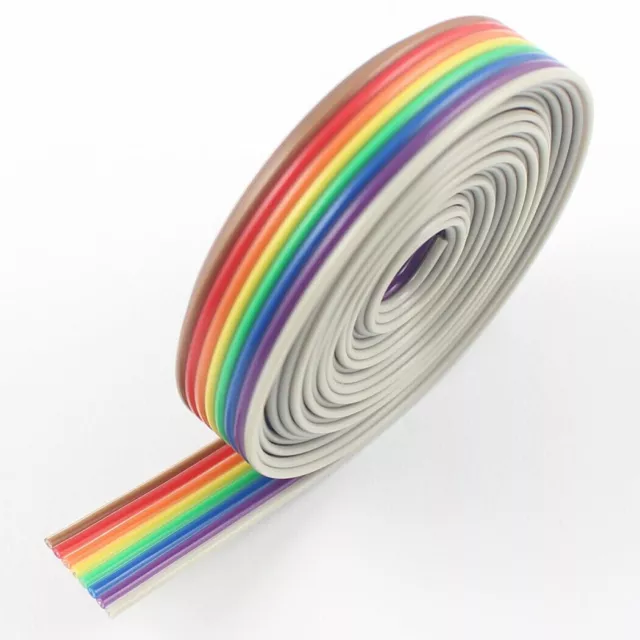 2M Meter 1.27mm Pitch 8 Pin 8 Wire Conductor Rainbow Color IDC Flat Ribbon Cable