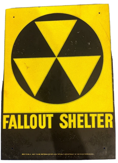 Department of Defense Original Fallout Shelter Sign 1960’s 10”x14” Metal