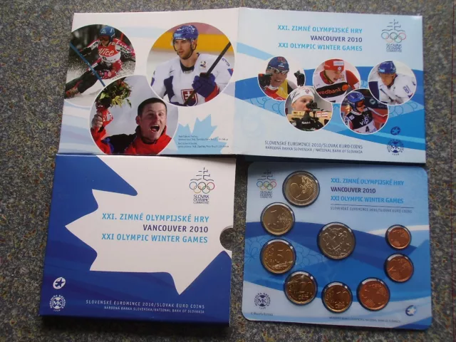 Slowakei 2010 3,88 1 Cent - 2 Euro KMS ST Kursmünzensatz Eishockey Vancouver BU