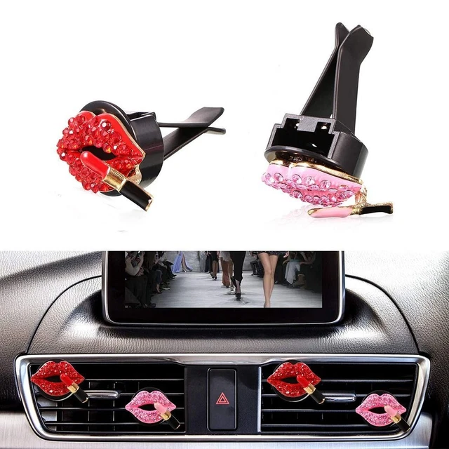 Plastique Pinces à lèvres rouges en strass Parfum Désodorisant Clip  Voiture