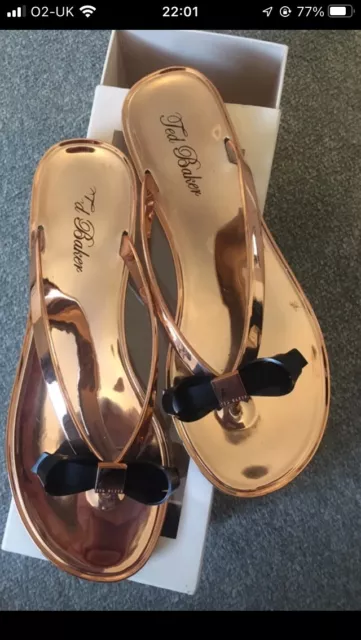 Ted baker rose gold flip flops sale