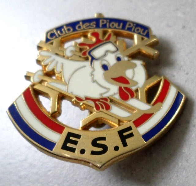 BROCHE DE SKI / FLOCON ESF CLUB DES PIOU PIOU / INSIGNE BREVET MEDAILLE no pin's