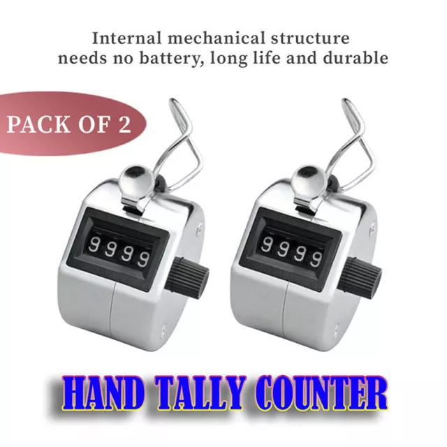 1/2X 4 Digit Counting Manual Mechanical Hand Tally Number Counter Click Clicker