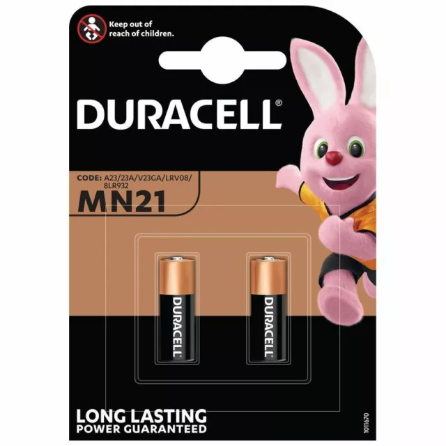 2 x Duracell MN21 A23 12V Alkaline Batteries 23A LRV08 K23A E23A V23GA 12 Volt