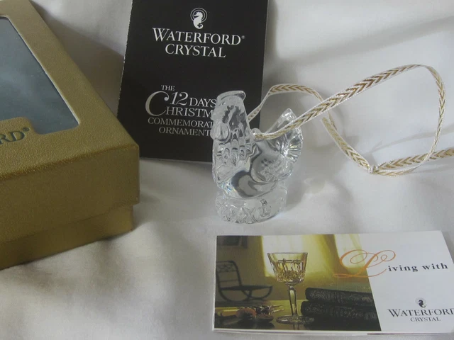 Waterford Crystal 12 Days of Christmas 1997 Figural Ornament 3 French Hens MIB