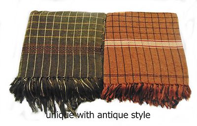 AFGHAN PATOO HANDMADE WARM WOOL CHECK SOLID PASHTUN SHAWL WRAP MENS WOMEN 