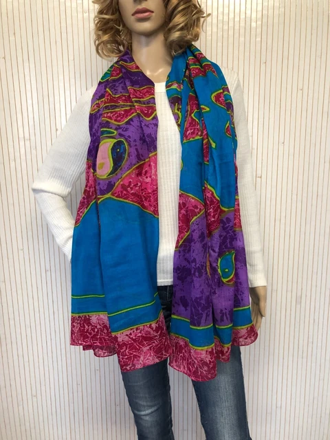 Grand Foulard Rayé En Coton Et Viscose – 185 Cm De Couleurs Vibrantes – Parfait Pour Toutes Les Occasions