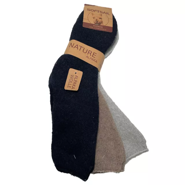 3 Paar Alpaka Socken Herren Damen Wollsocken Wintersocke dick gestrickt Strümpfe 3