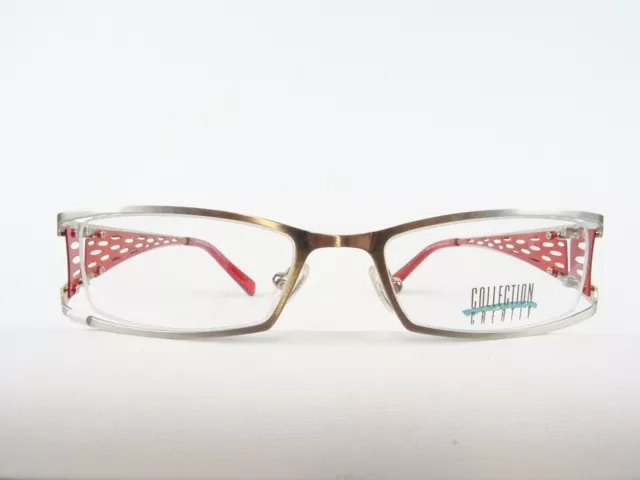 Brille Brillengestell Metall Fassung schmal breite Bügel silber