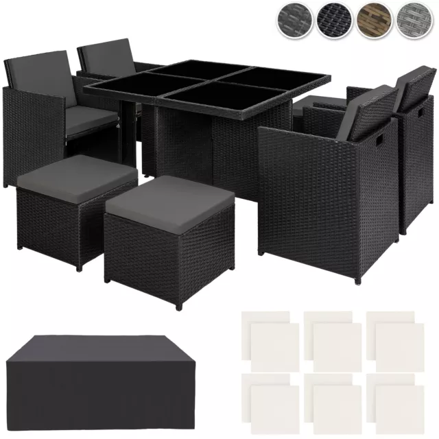 Ensemble Salon de Jardin ALU Résine Tressée Poly Rotin Lounge Set Chaises Table